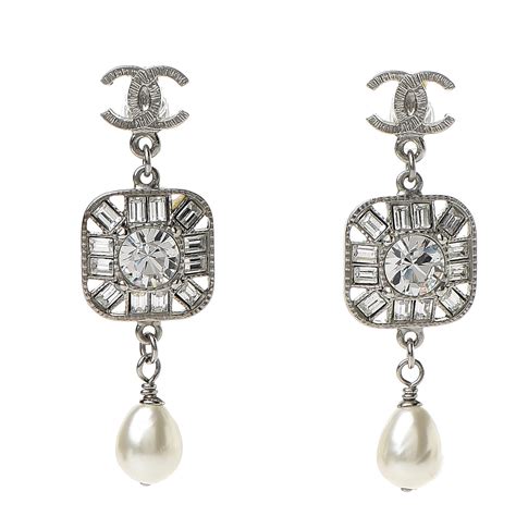 earring chanel square pearl|Chanel earrings dangle pearl.